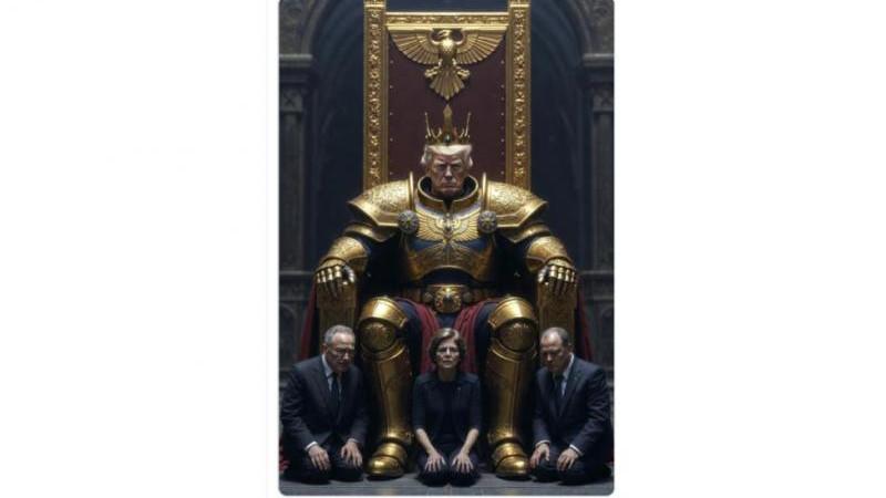 Трамп разместил ИИ-картинку с собой на троне